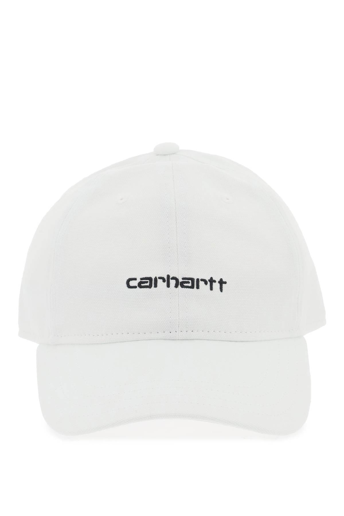 Carhartt Canvas Script Baseball Cap In White Black (white)
