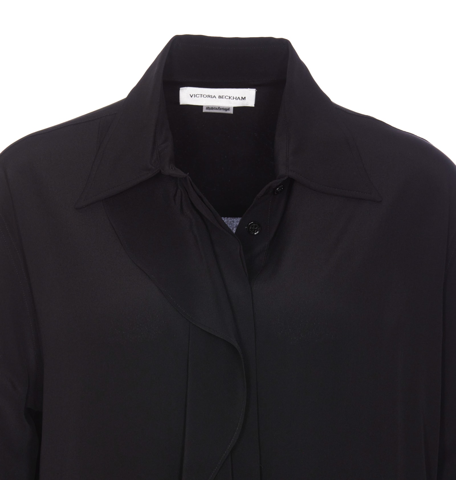 Shop Victoria Beckham Asymmetric Ruffle Shirt In Black