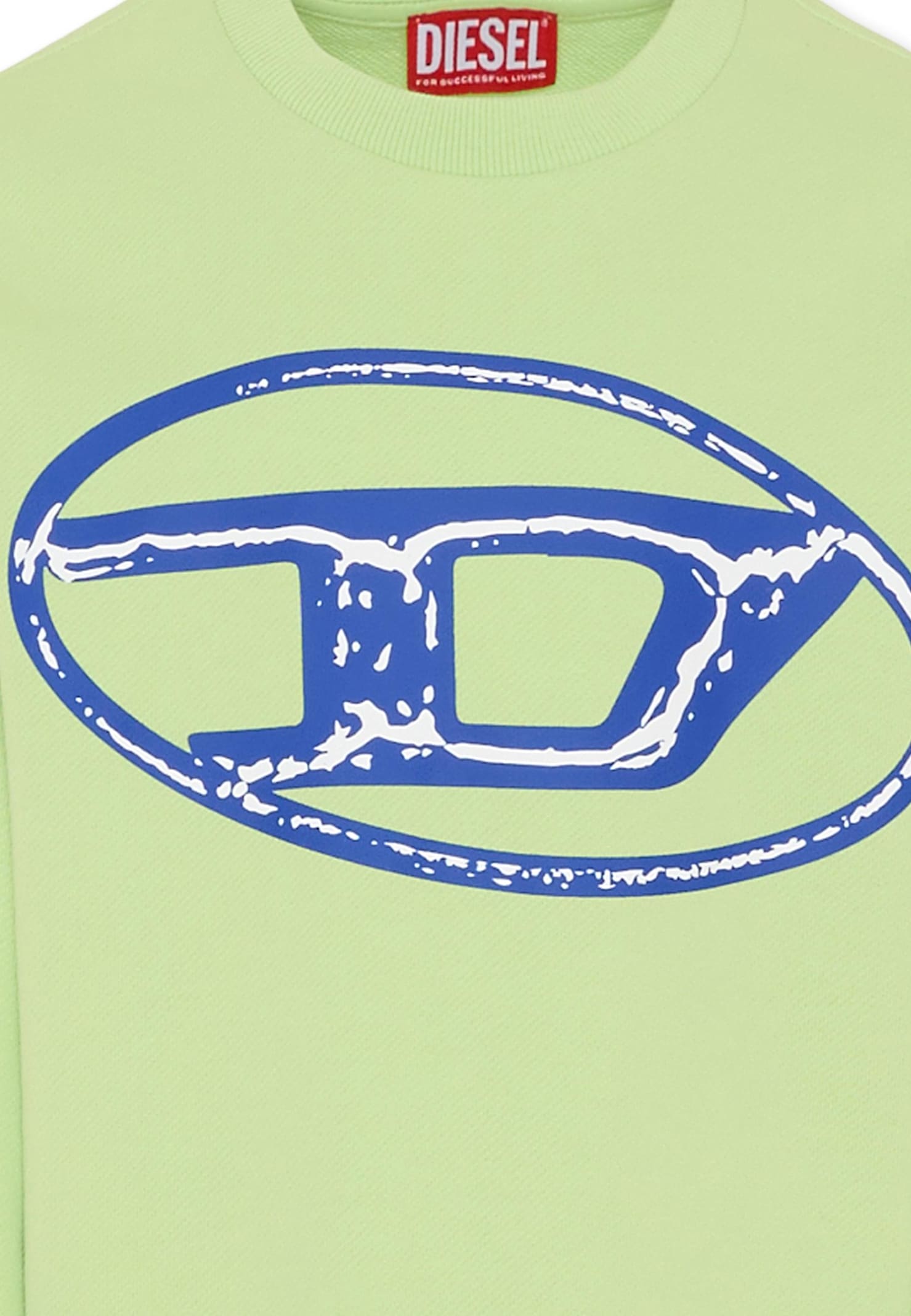 Diesel Green Sweatshirt For Boy With Blue Logo In Green