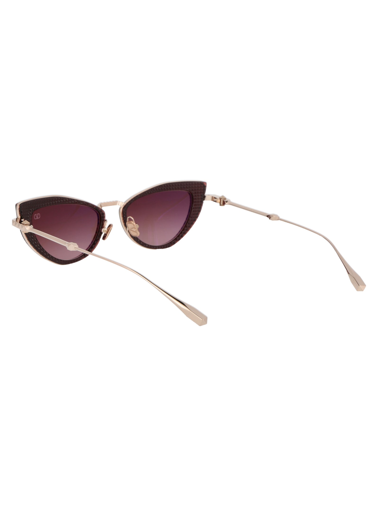 Shop Valentino Viii Sunglasses In White Gold Crystal Bordeaux W/ Dark Rose To Light Rose Gradient