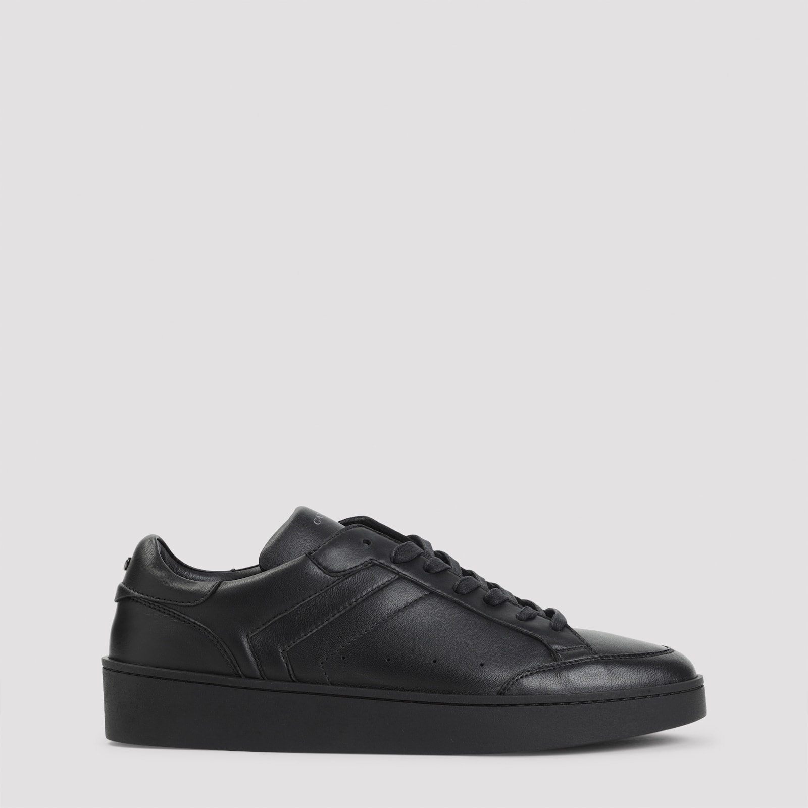 Canali Refined Black Sneakers With Durable Rubber Sole In Black
