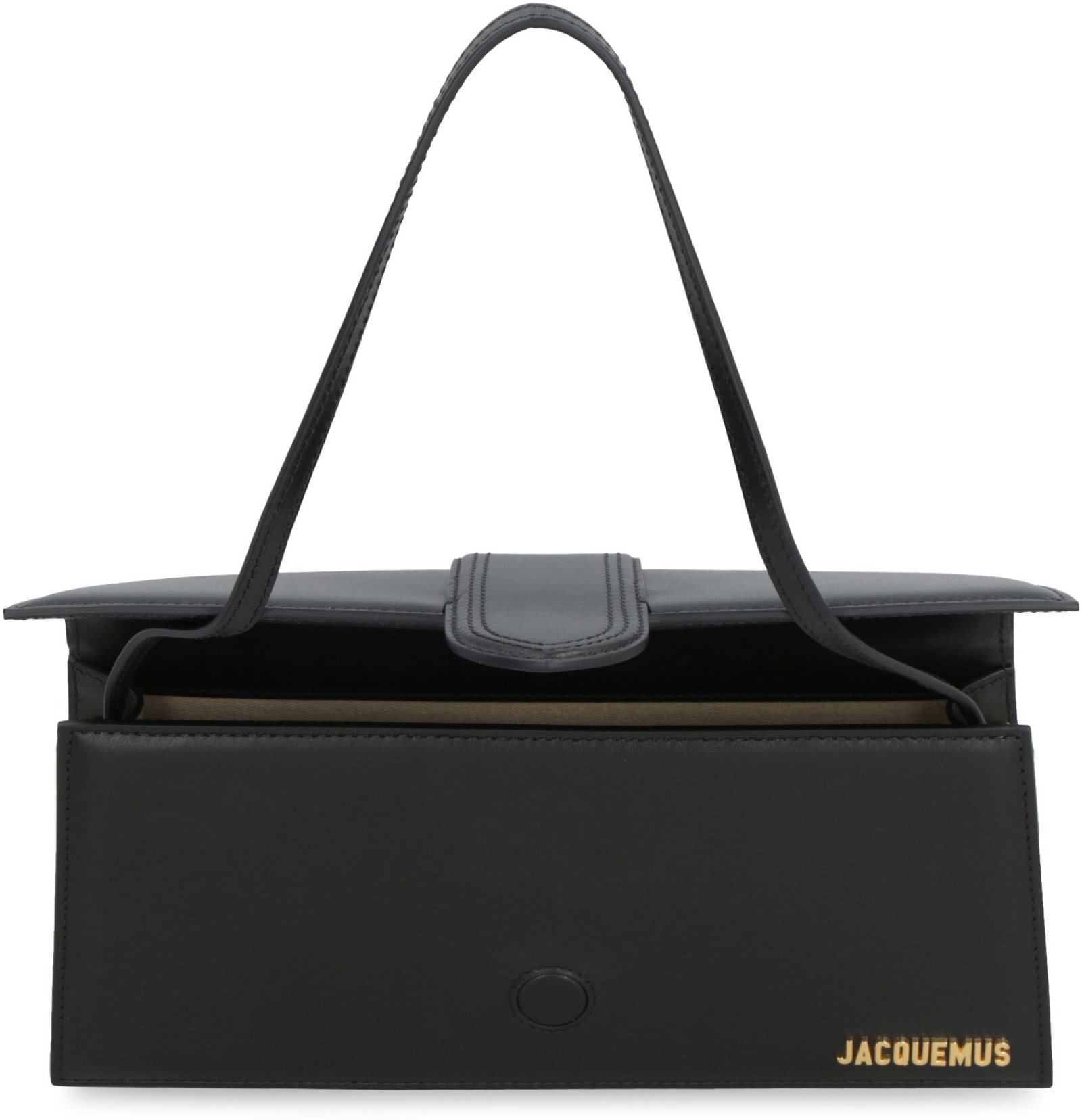 Jacquemus Le Bambino Long Leather Shoulder Bag In Black