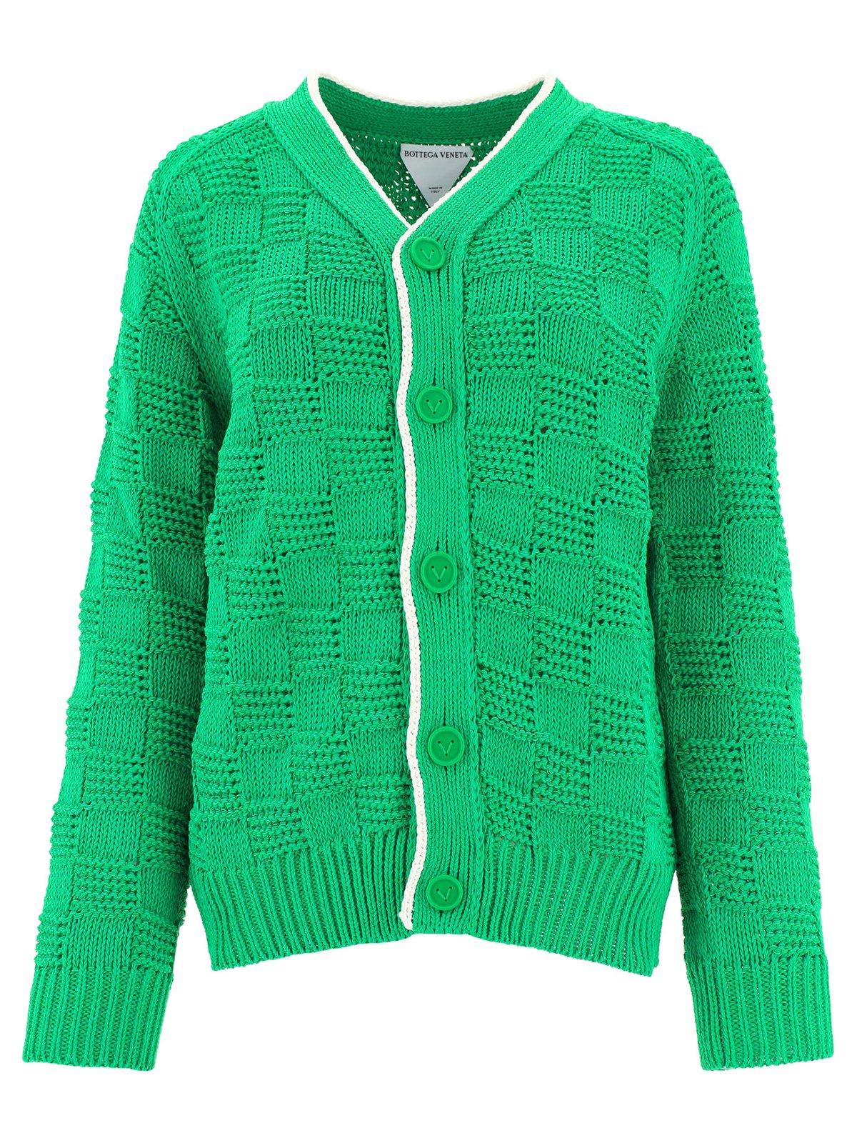 Shop Bottega Veneta Vneck Knit Cardigan In Green