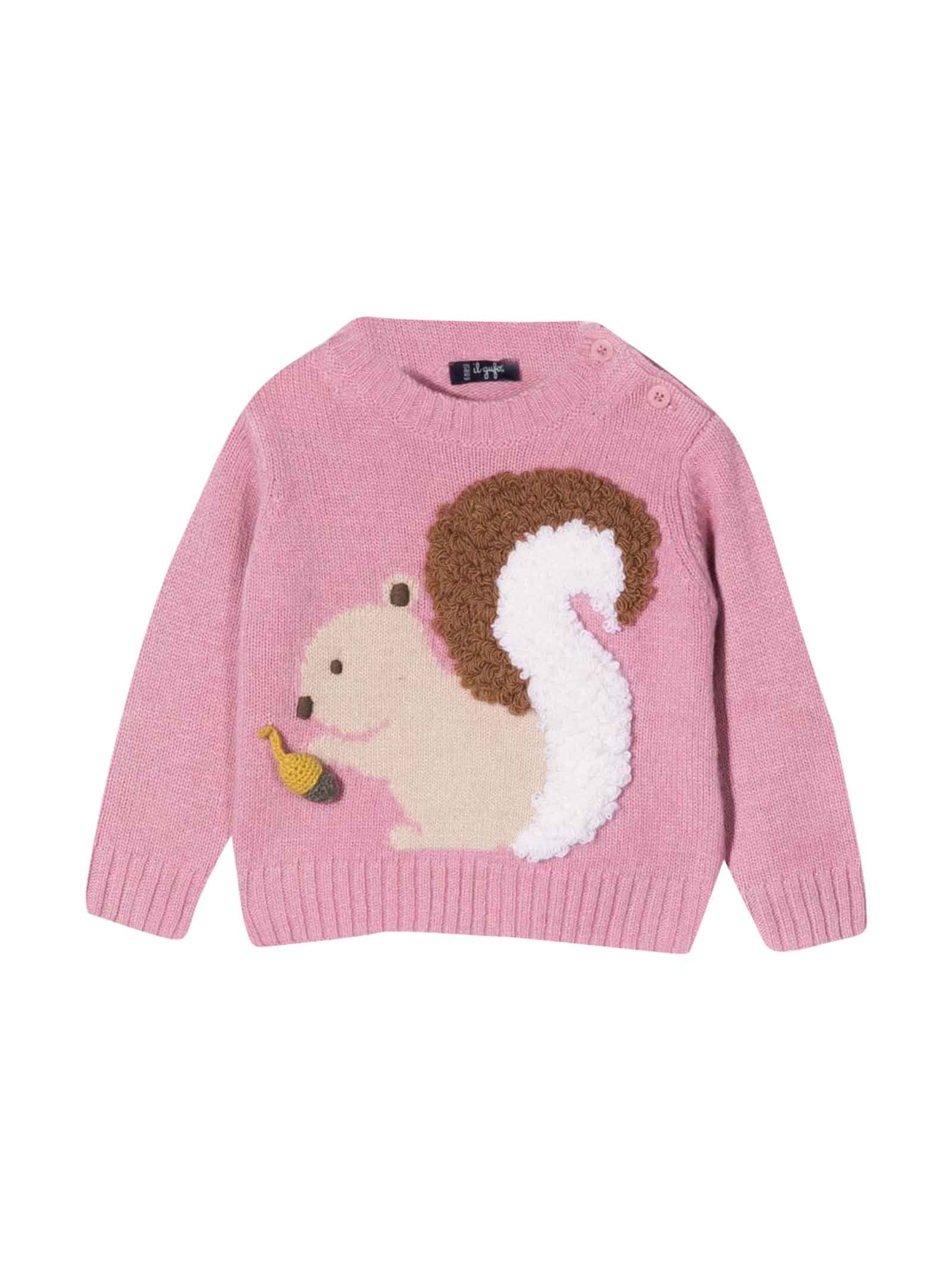 Il Gufo Sweater With 3d Squirrel Motif