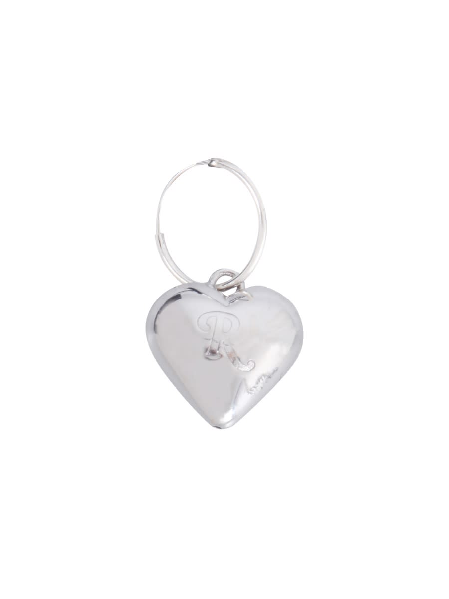 Shop Raf Simons Small Heart Single Earrings With R In Silver