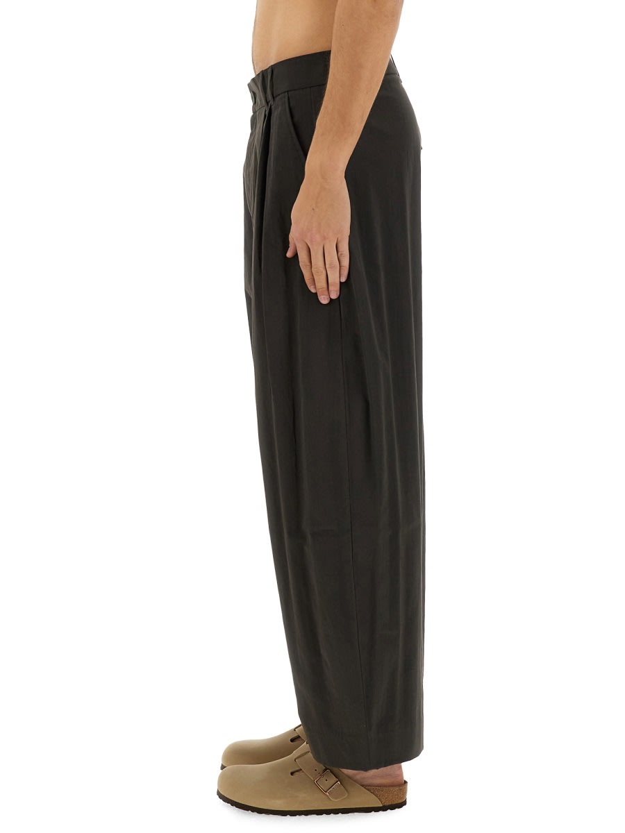 Studio Nicholson Wide-leg Curved Pants With Pleated Front In Brown