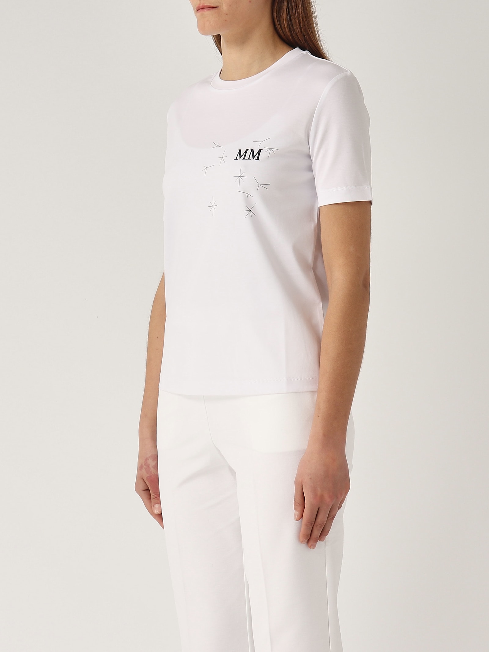 Max Mara Opunzia T-shirt In Interlock Jersey In Bianco