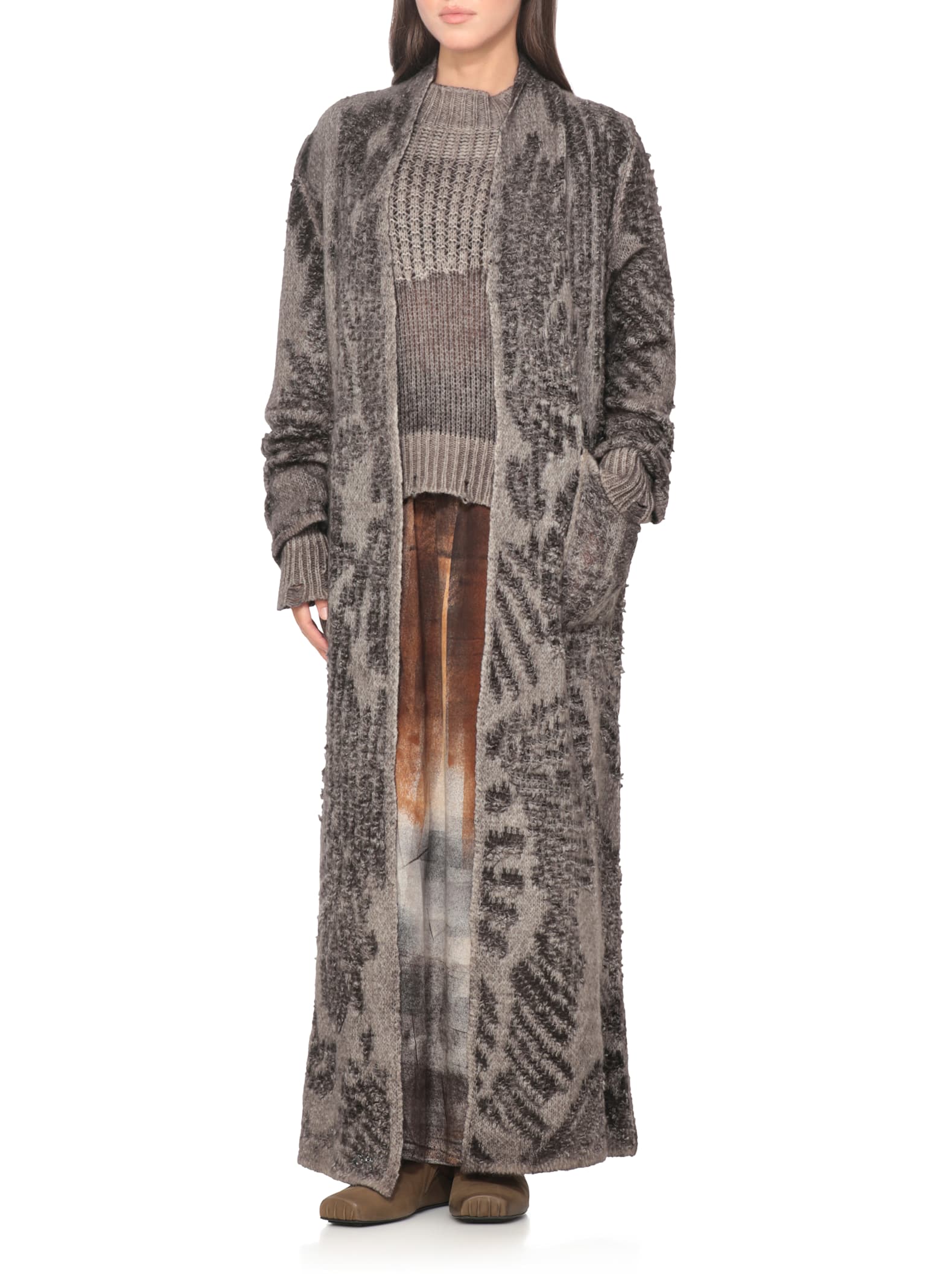 Avant Toi Wool And Cashmere Long Cardigan In Gray