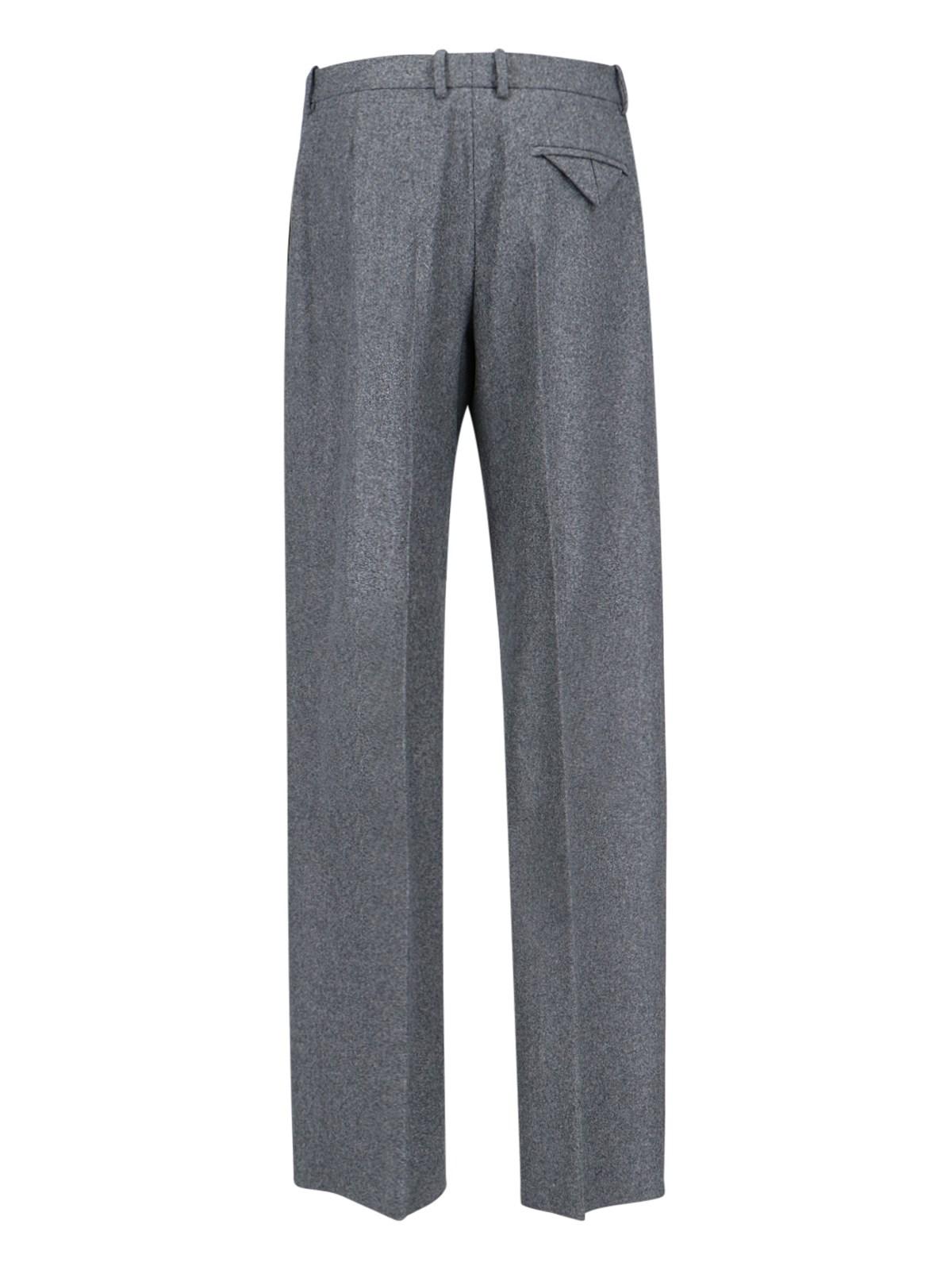 Shop Bottega Veneta Straight Flannel Pants In Grey