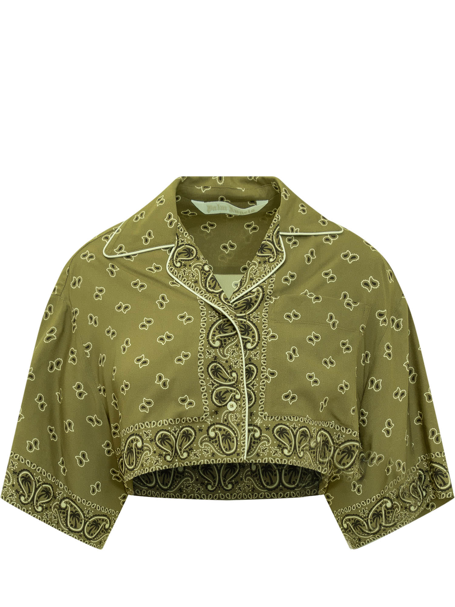 Shop Palm Angels Shirt With Paisley Pattern In Military