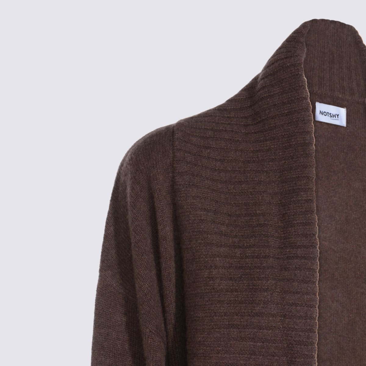 Not Shy Open-front Cardigan In Brown