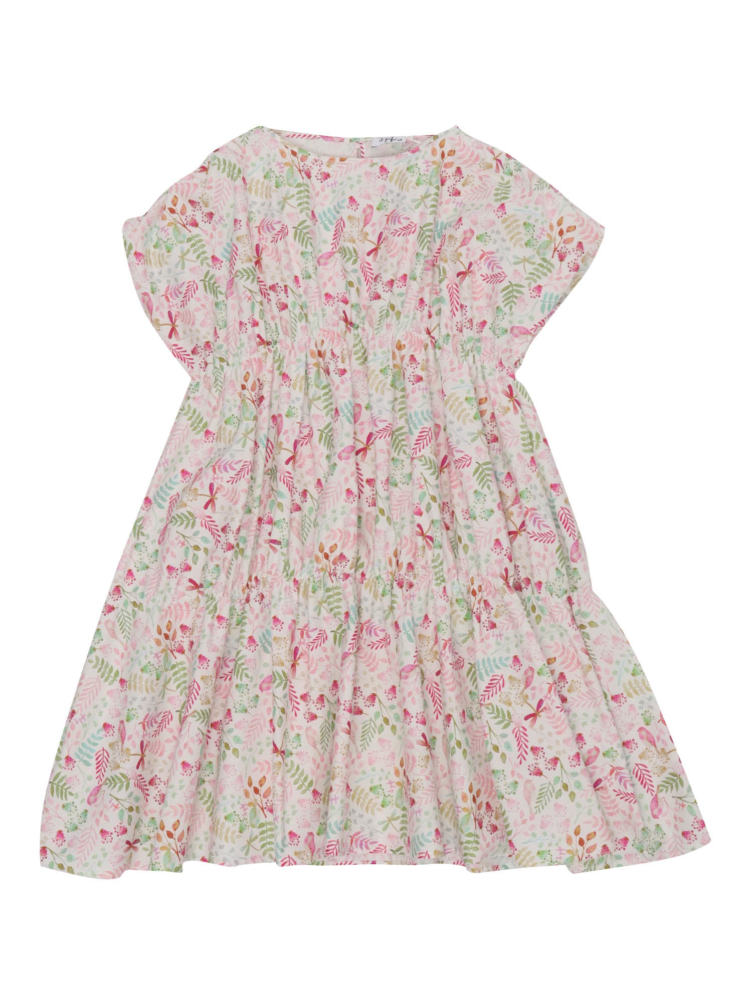 Shop Il Gufo Floral Dress With Flounces In Pink