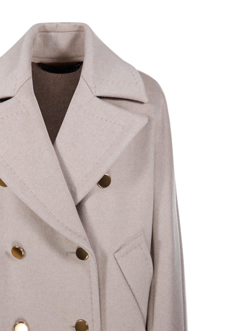 Shop Max Mara Double-breasted Long-sleeved Coat In Dove