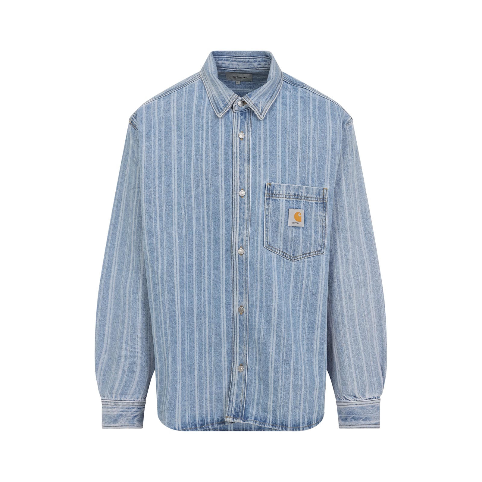 Carhartt Striped Cotton Shirt Jacket With Chest Pocket In Blue