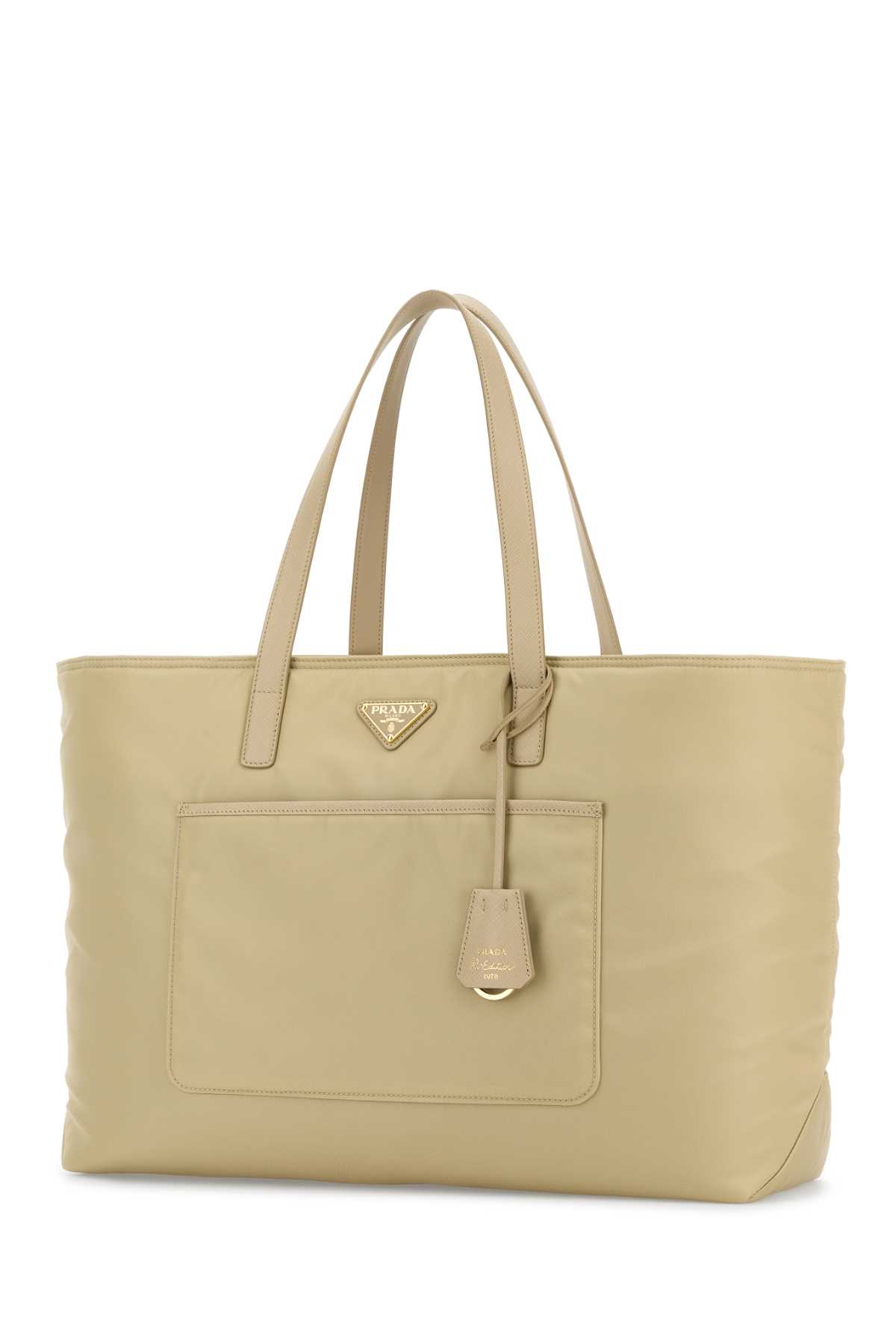 Prada Sand Re-nylon Large Re-edition 1978 Shopping Bag In Brown