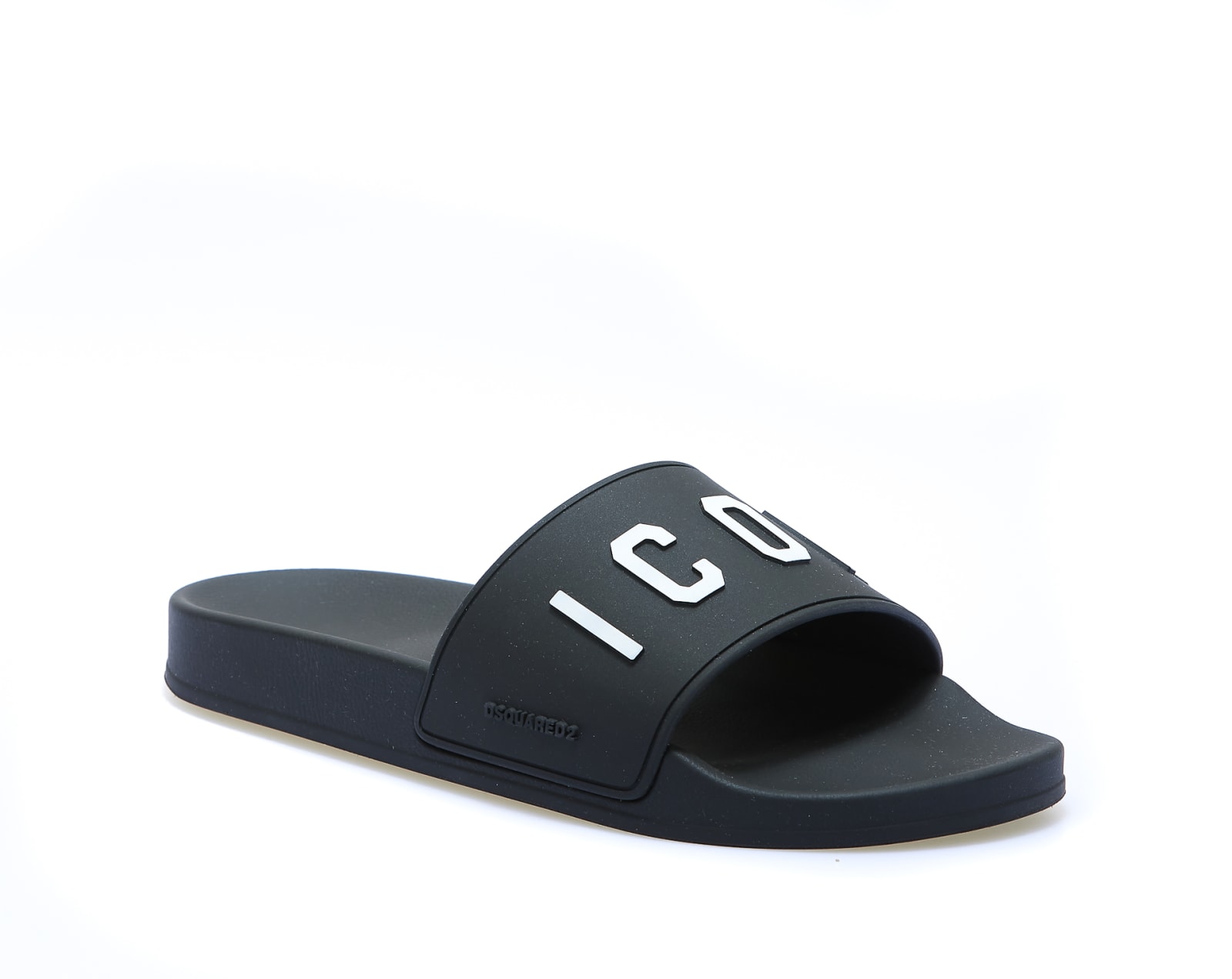 Shop Dsquared2 Icon Logo Flat Sandals In Black