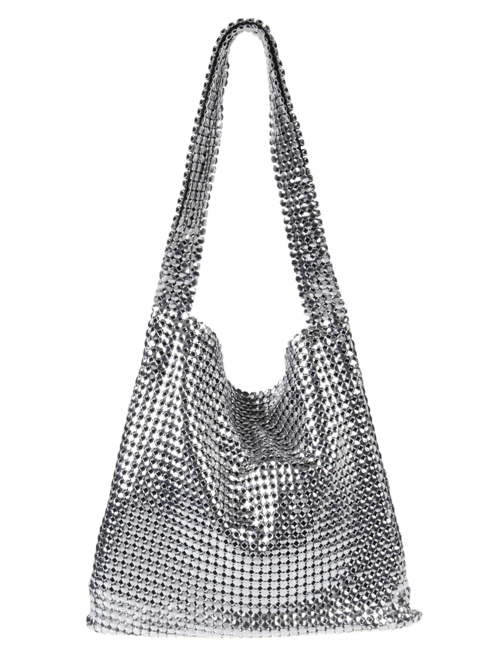 Shop Rabanne Pixel Hobo Bag In Silver