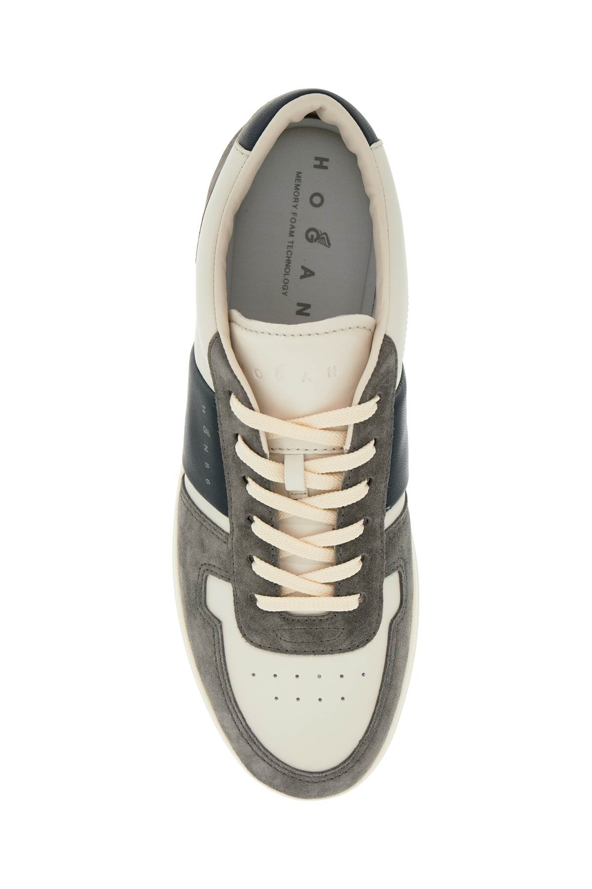 Shop Hogan Smooth And Suede Leather H-tv Sneakers. In B013(yogurt)+b804+u805 (grey)