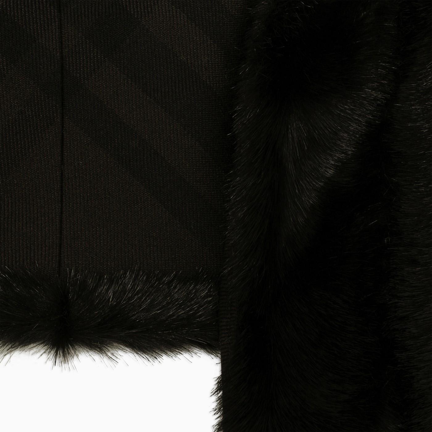 Shop Burberry Black Scarf With Faux Fur Hood