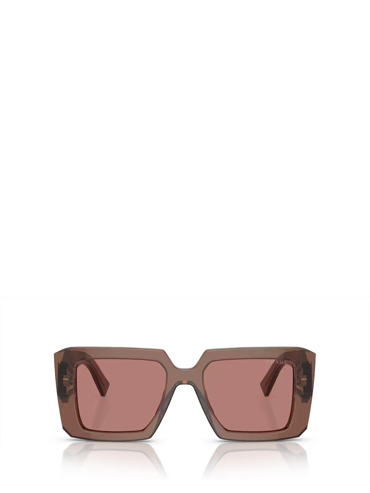Shop Prada Square Frame Sunglasses Sunglasses In 17o60b Brown Transparent