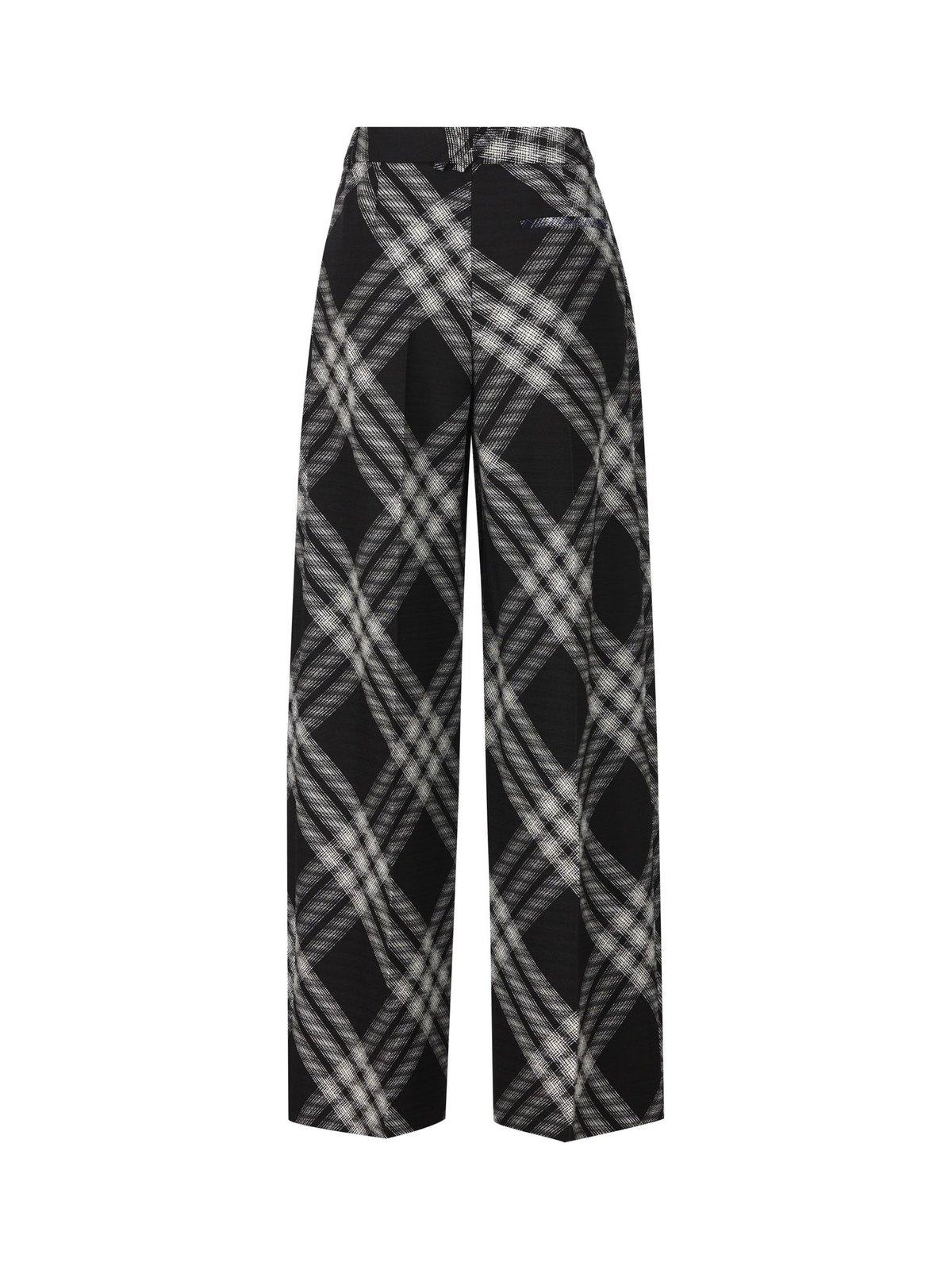 Shop Burberry Vintage Check Wide-leg Trousers In Monochrome Ip Check