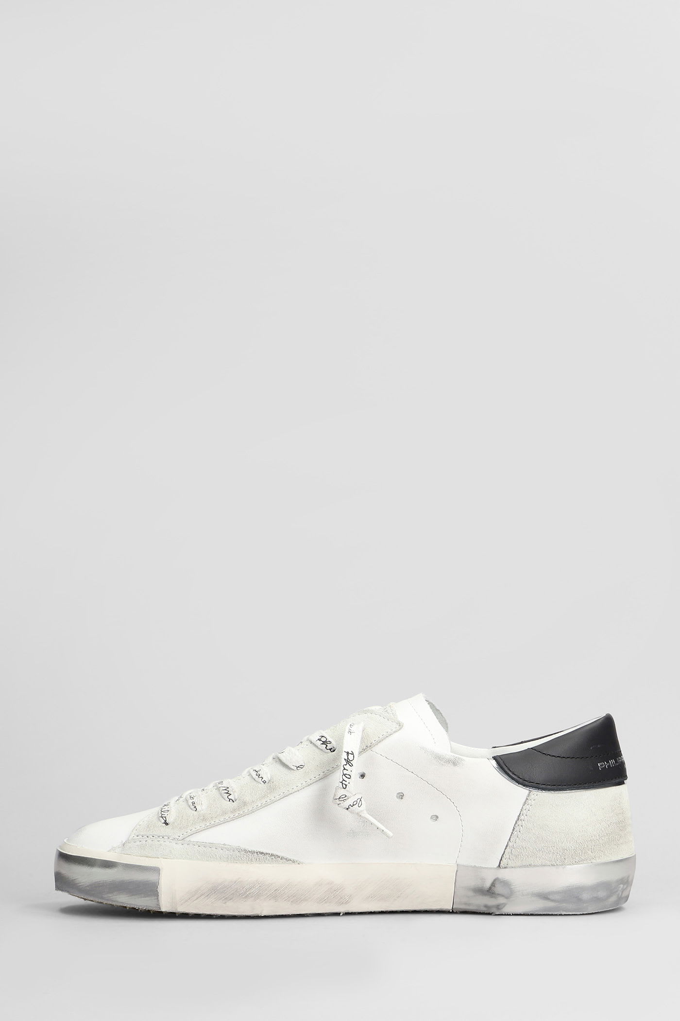Philippe Model Prsx Low Sneakers In White Suede And Leather In White