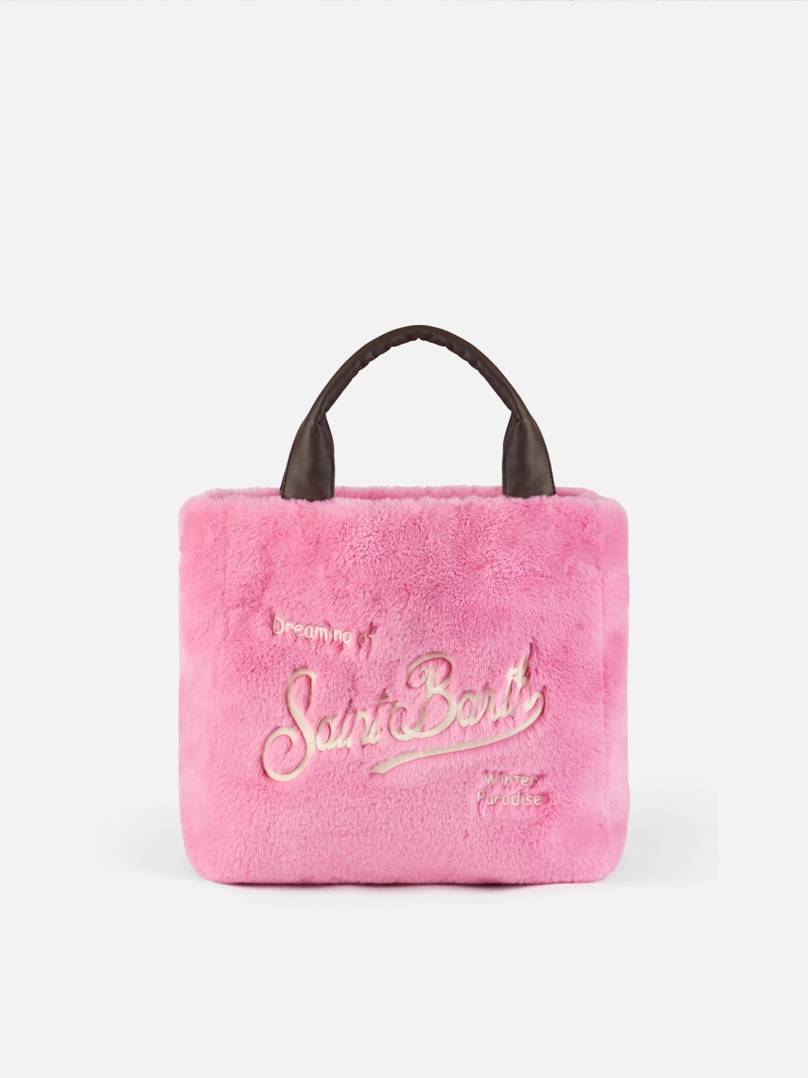 Mc2 Saint Barth Furry Soft Colette Fuchsia Handbag With Shoulder Strap In Pink
