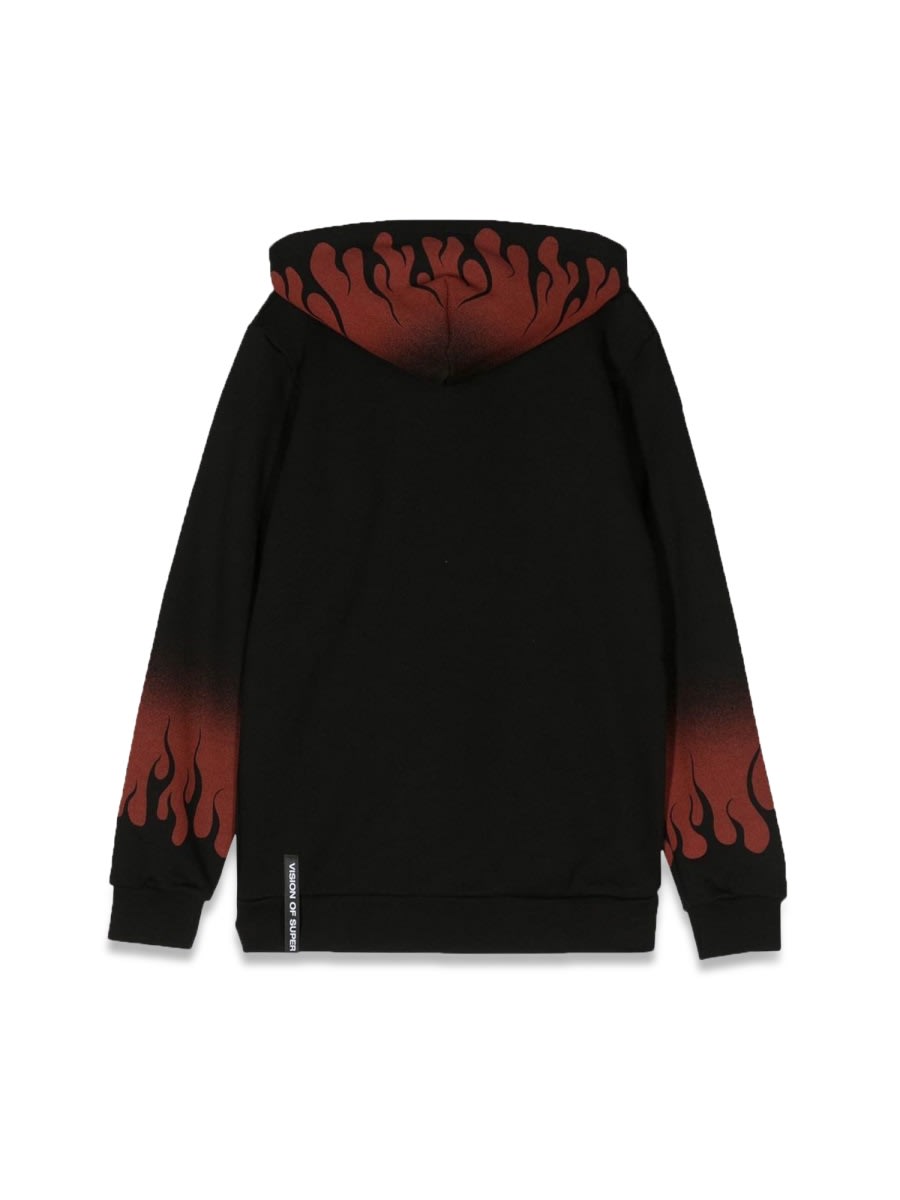 Vision Of Super Hoodie Negative Red Flames In Black