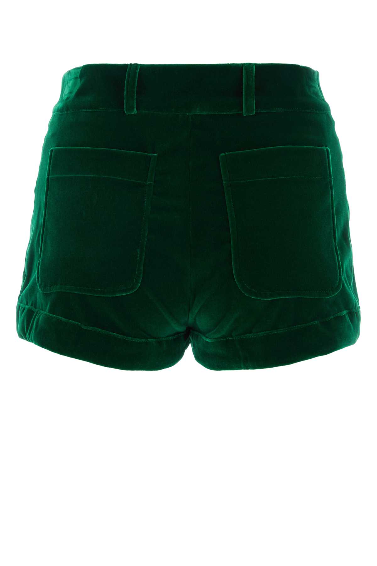 Shop Etro Emerald Green Velvet Shorts