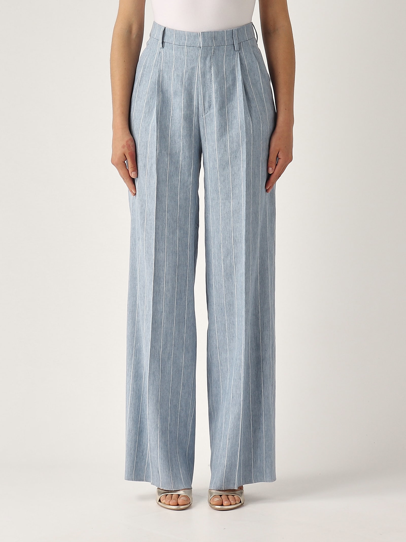 Tagliatore Suit Trousers Model: P-ebony In Celeste-bianco