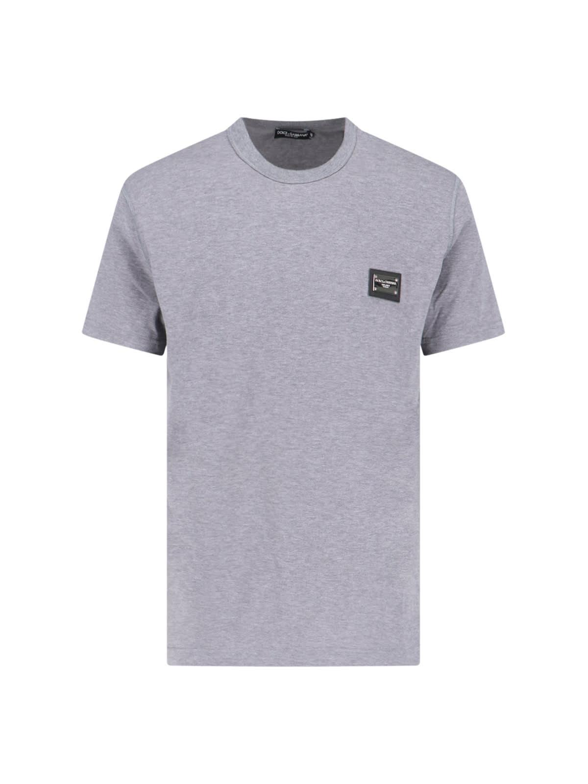 Shop Dolce & Gabbana Logo T-shirt With Plaque In Gray