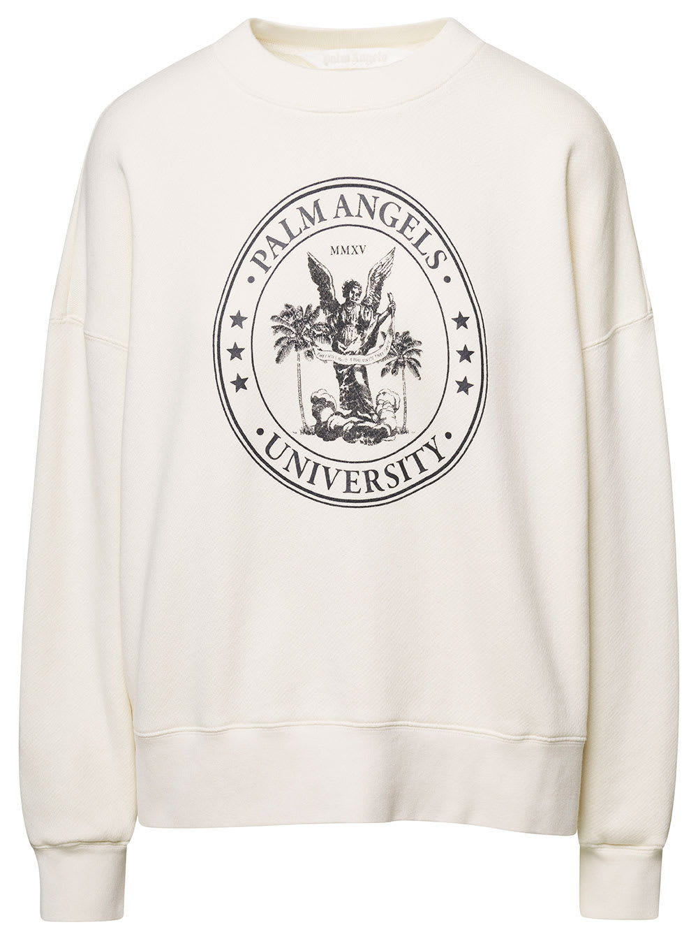 Shop Palm Angels White College Classic Crewneck Sweatshirt In Cotton Woman