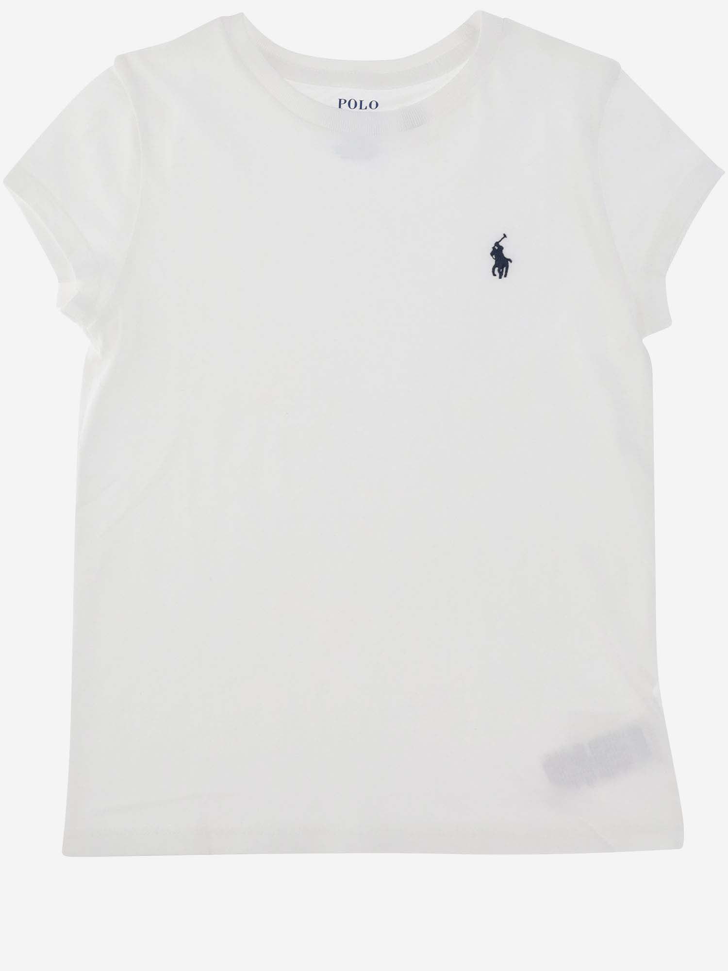Ralph Lauren Kids' Cotton T-shirt With Logo In Bianco