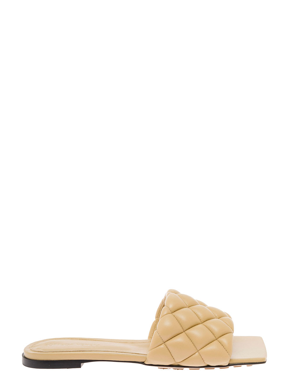 Bottega Veneta Beige Quilted Leather Slide Sandals Bottega Veneta Woman