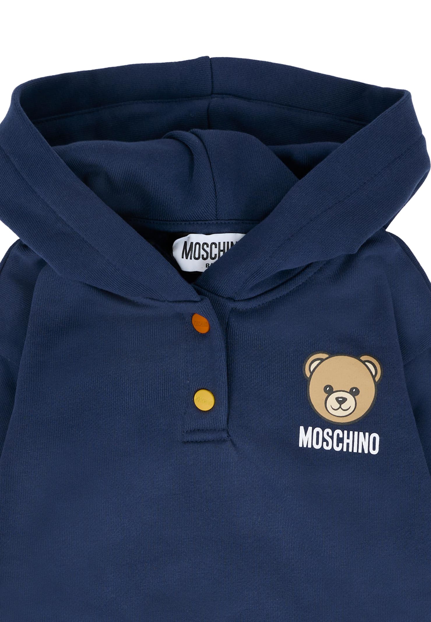 Moschino Blue Sweatshirt For Babykids With Teddy Bear And Logo In Blue