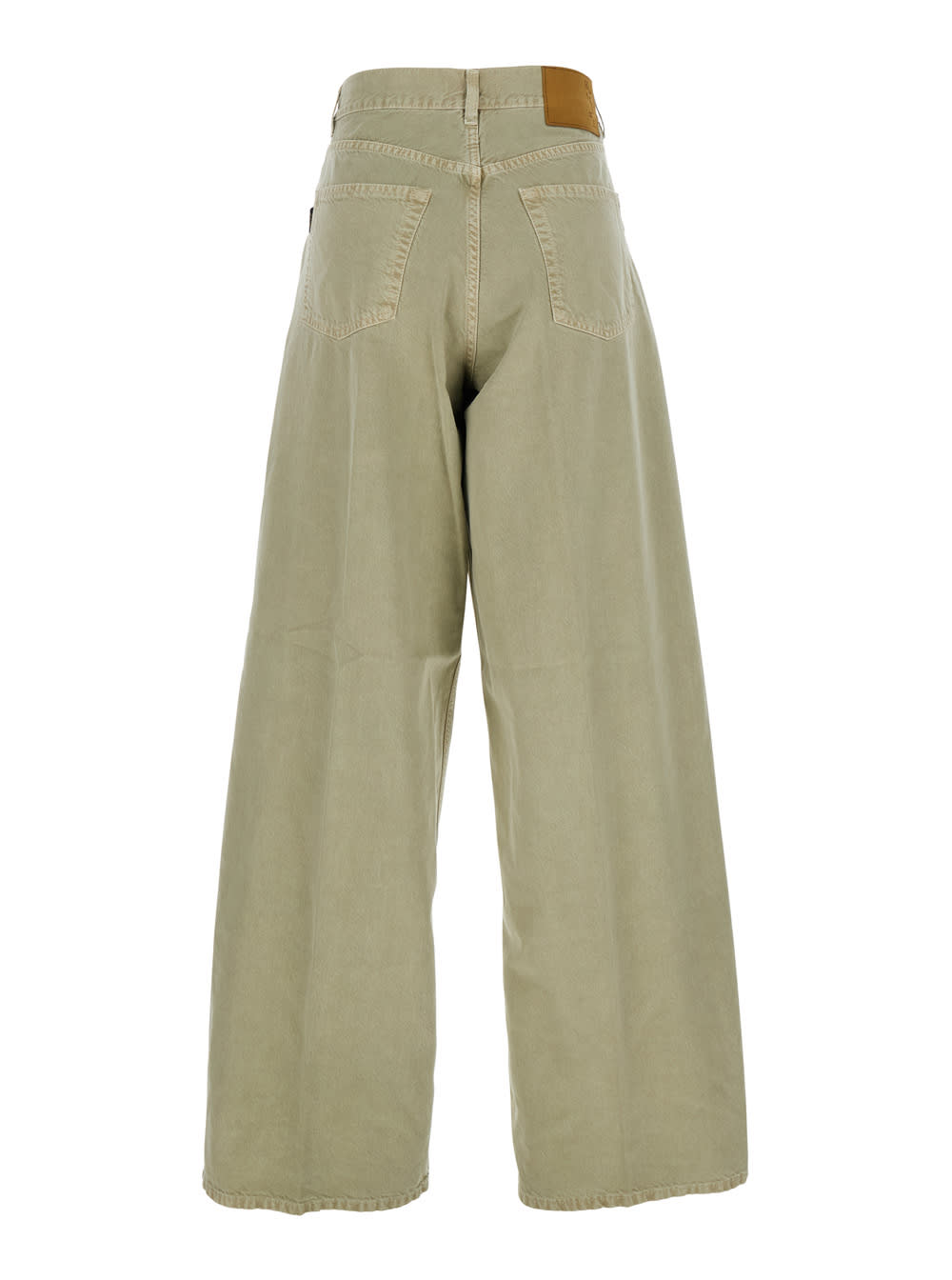 HAIKURE BETHANY GREEN JEANS WITH LOGO PATCH ON THE BACK IN COTTON TWILL WOMAN