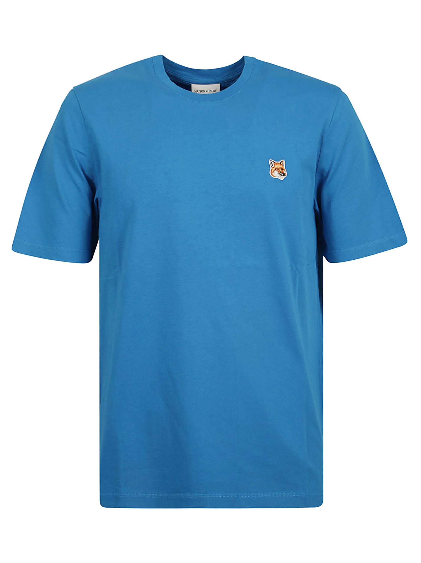 Shop Maison Kitsuné Logo Detail T-shirt In Enamel Blue