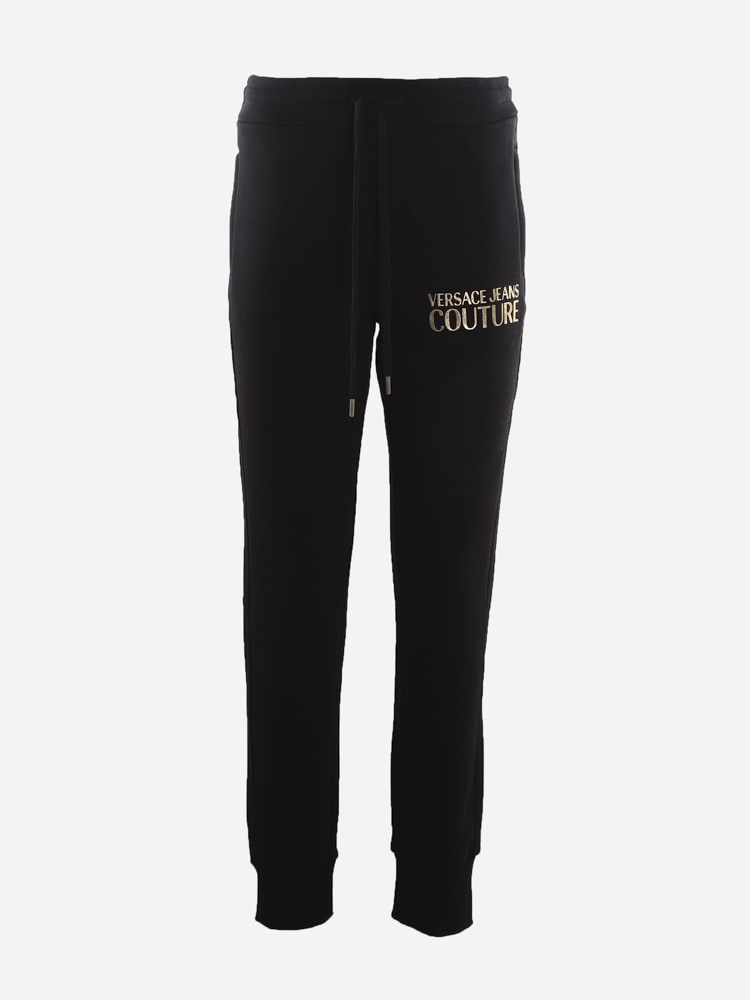 Versace Jeans Couture Cotton Trousers With Contrasting Logo Print