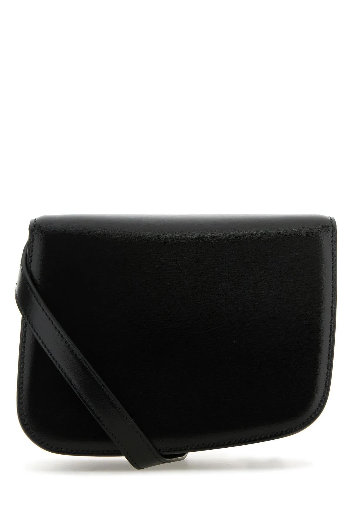 Ferragamo Black Leather Small Fiamma Crossbody Bag In Neronero