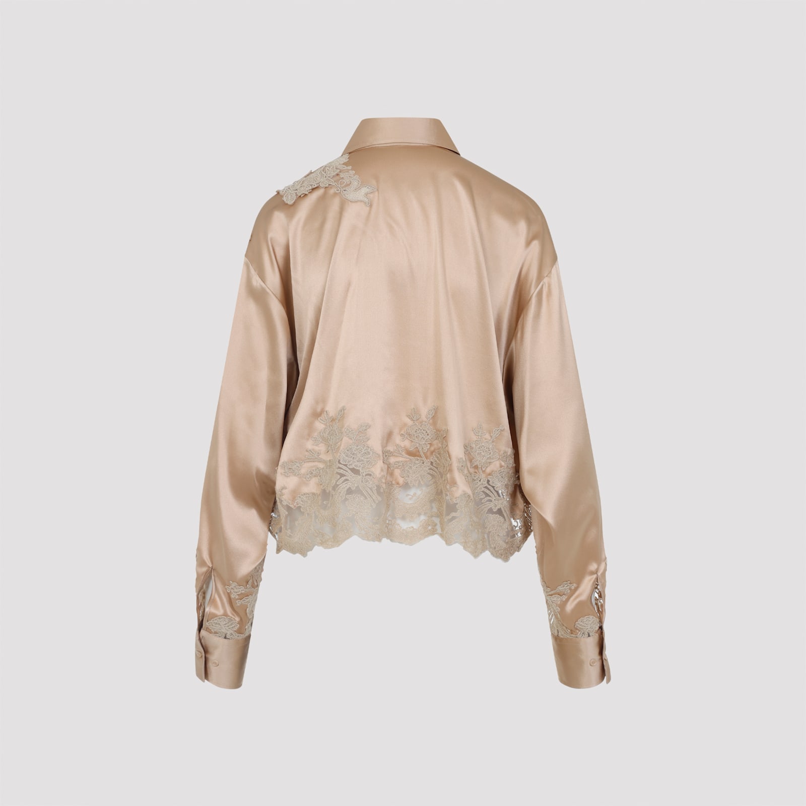 Ermanno Scervino Silk Shirt Embroidered Scalloped Hem In Multi