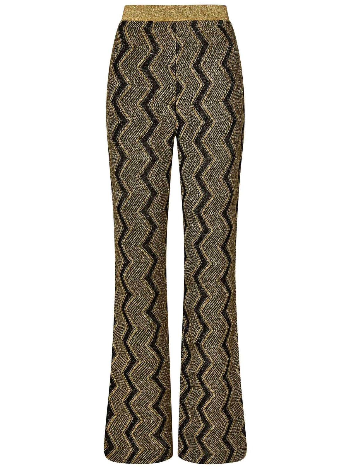 Zigzag Pattern High-waist Trousers