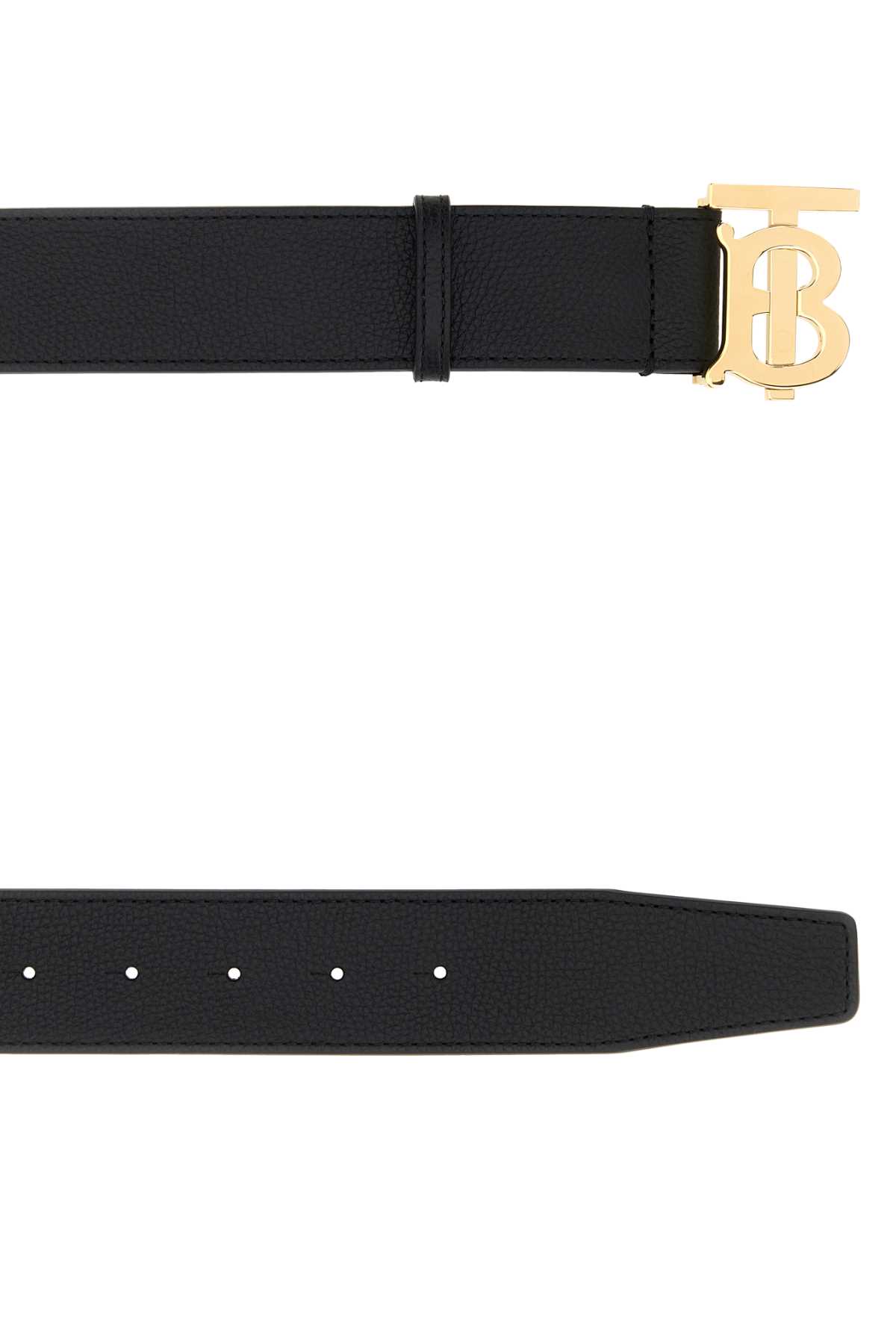 Burberry Black Leather Belt In Blackgold