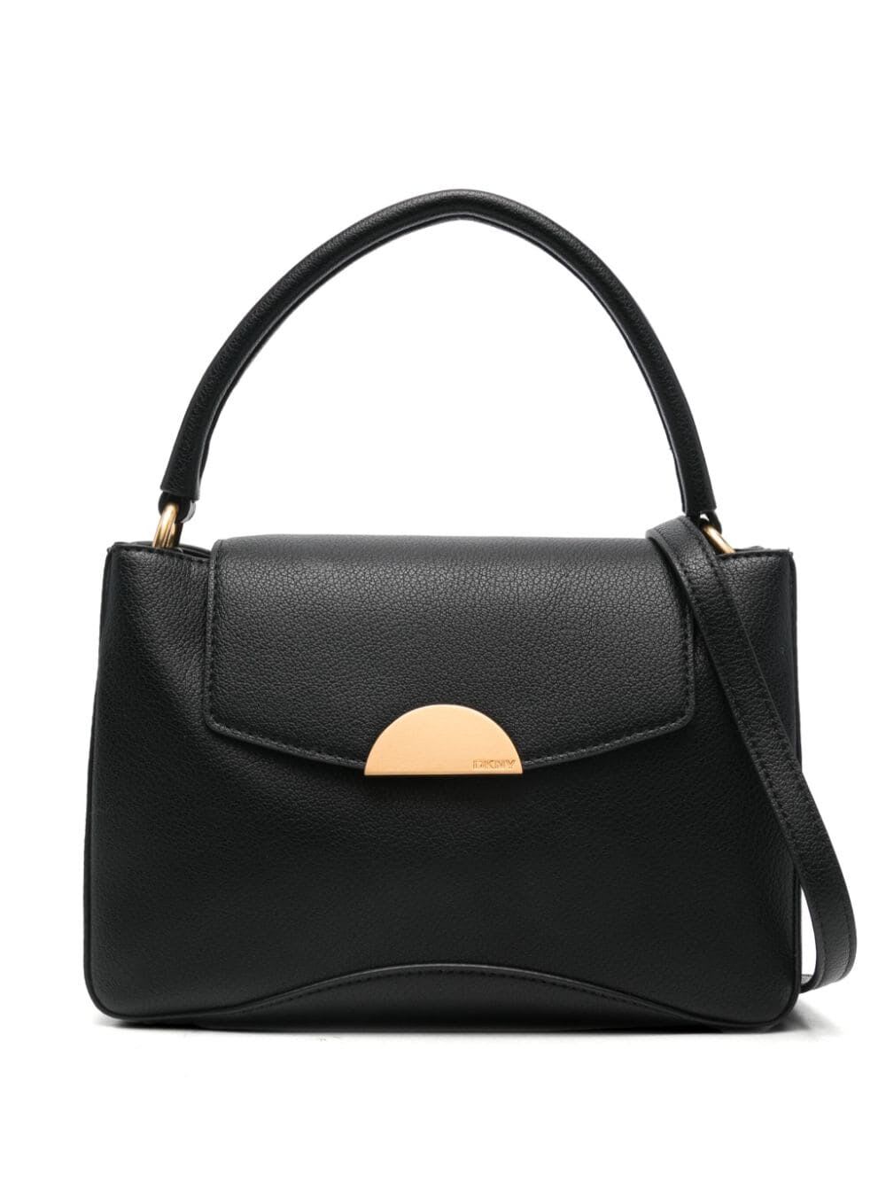 Shop Dkny Luna Satchel Bag In Black Gold