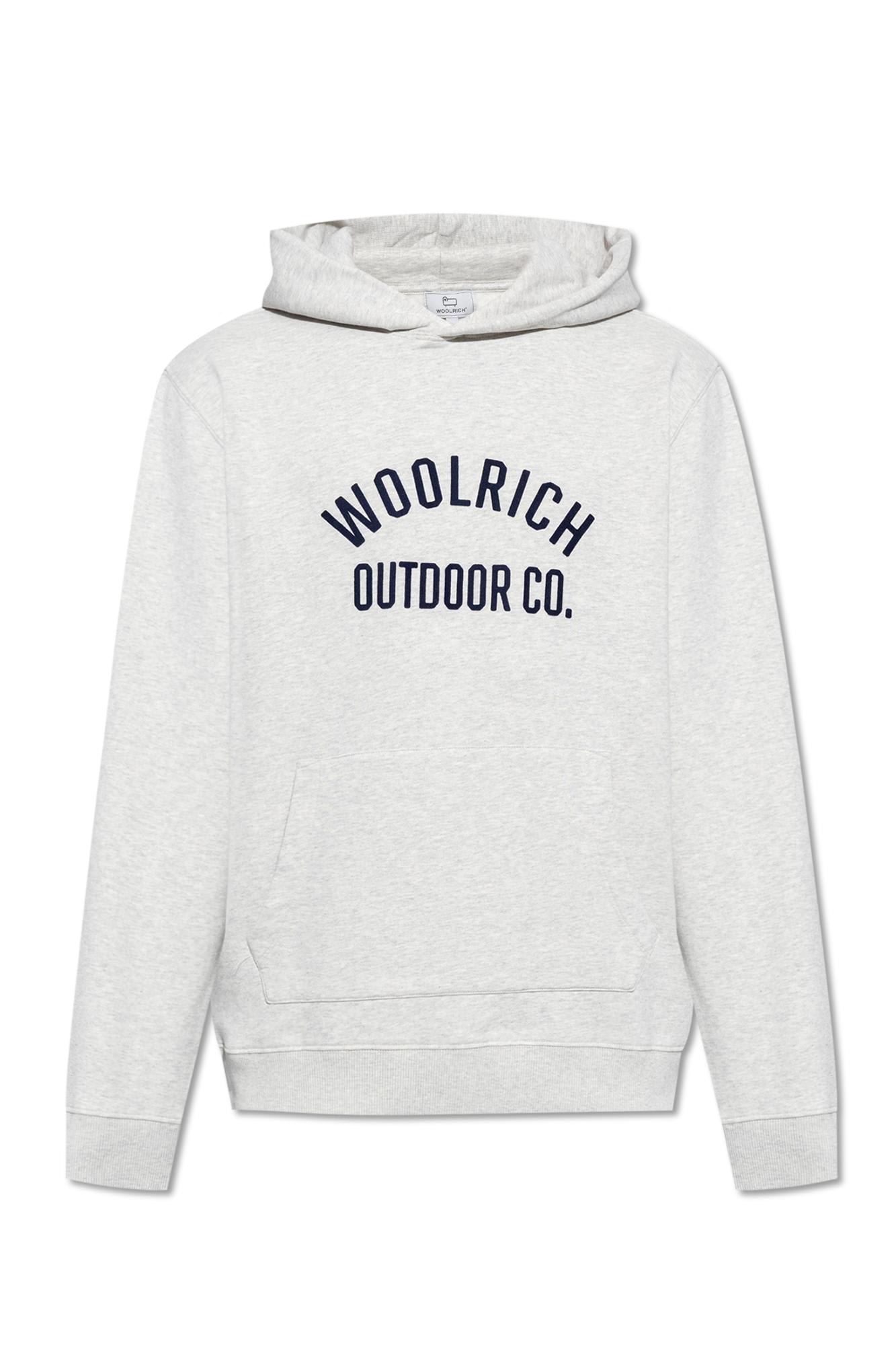 Woolrich Logo-print Cotton Hoodie In Light Grey Melange