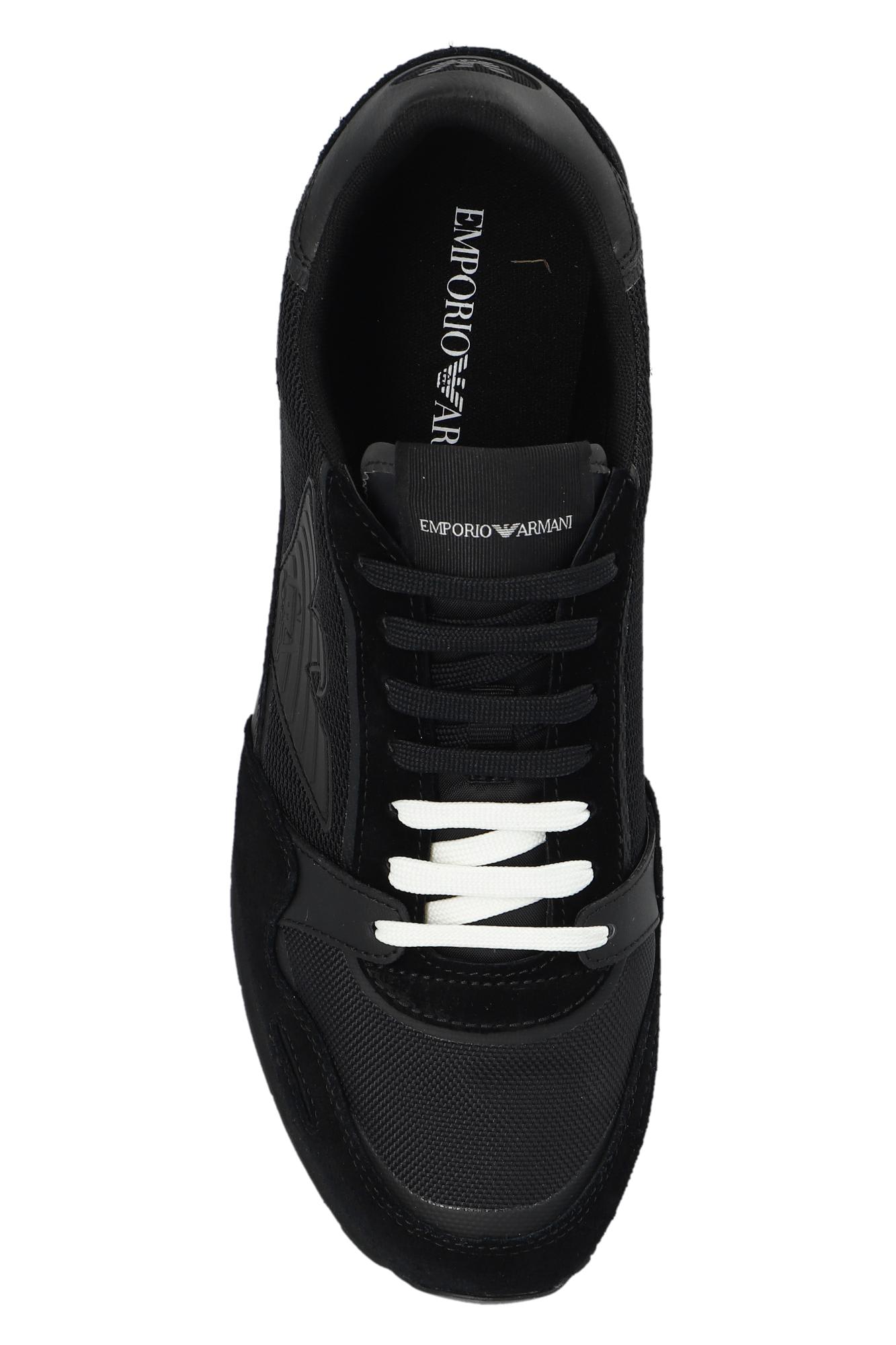 Shop Emporio Armani Sneakers With Logo In Black