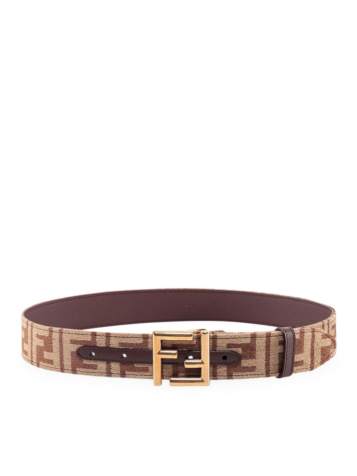 Fendi Logo Plaque Monogram Buckle Belt