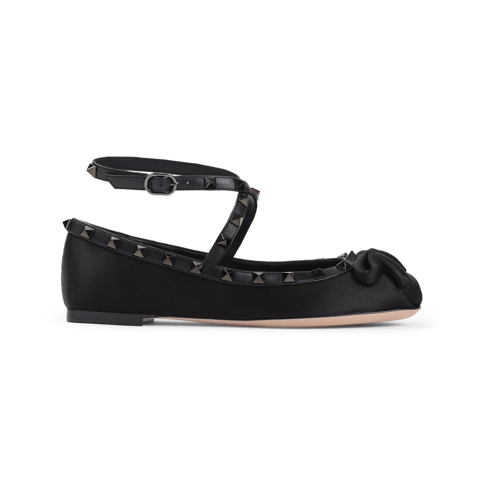 Valentino Satin Ballerinas In Black