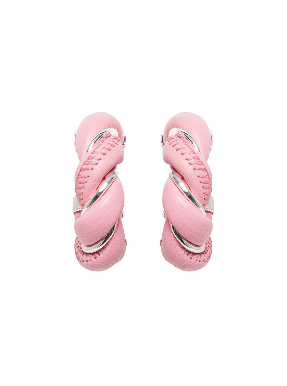 Bottega Veneta Pink Leather Hoop Earrings