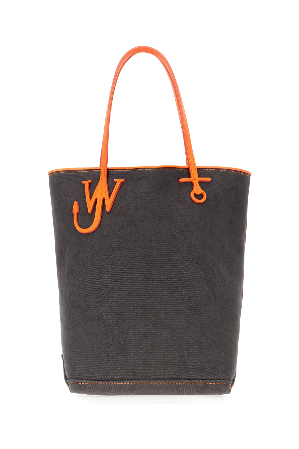 Jw Anderson Graphite Canvas Tall Anchor Shopping Bag In Black