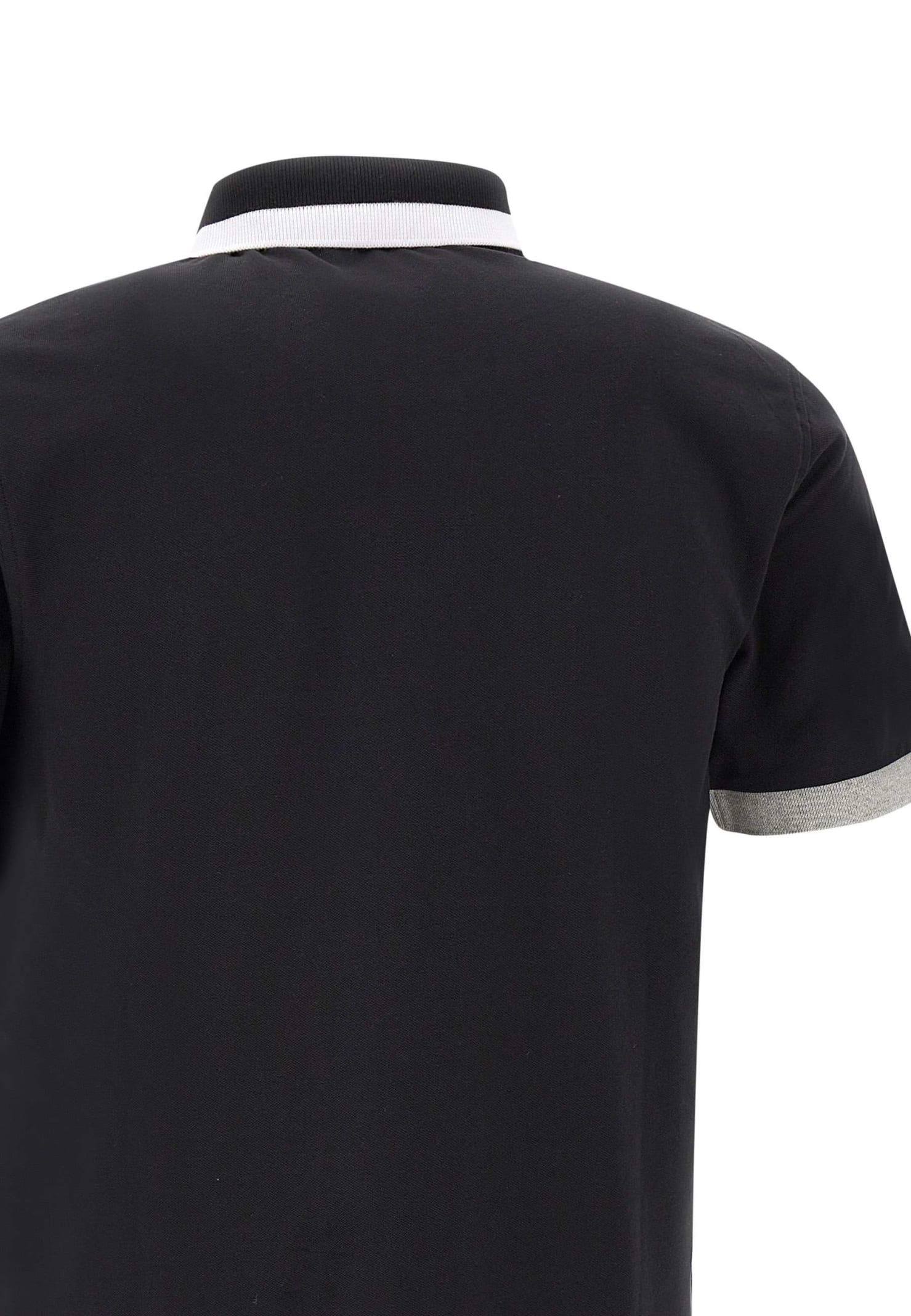 Shop Sun 68 Big Stripe Cotton Polo Shirt In Black